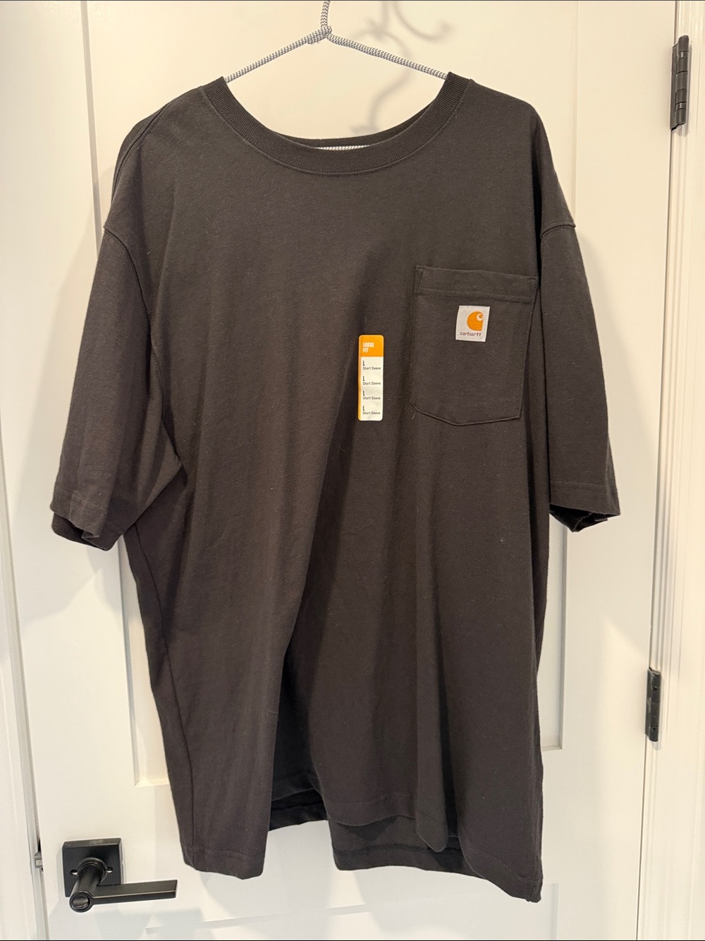 Carhartt Men's Black Short-Sleeve Pocket T-Shirt with Logo Patch